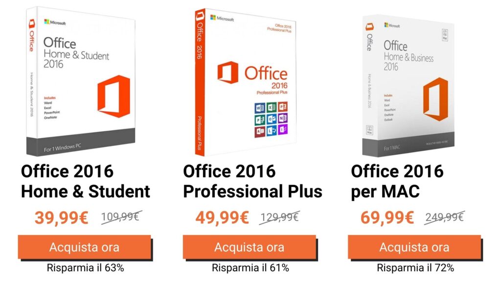 acquistare product key Office 2016