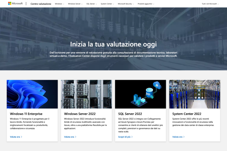 Scaricare Windows Server 2022 ISO